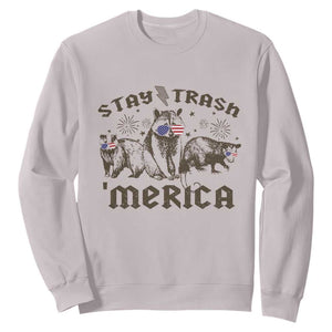 Funny Stay Trash Merica Sweatshirt 4th Of July Racoon Opossum Badger TS11 Ice Gray Print Your Wear