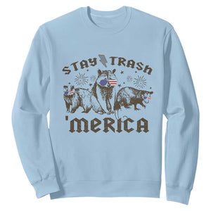 Funny Stay Trash Merica Sweatshirt 4th Of July Racoon Opossum Badger TS11 Light Blue Print Your Wear