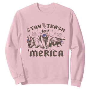 Funny Stay Trash Merica Sweatshirt 4th Of July Racoon Opossum Badger TS11 Light Pink Print Your Wear