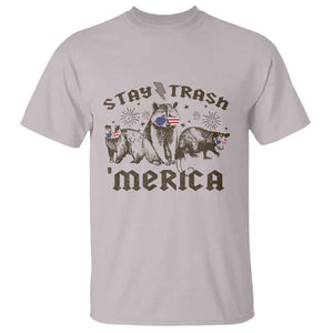 Funny Stay Trash Merica T Shirt 4th Of July Racoon Opossum Badger TS11 Ice Gray Print Your Wear