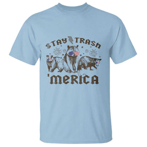 Funny Stay Trash Merica T Shirt 4th Of July Racoon Opossum Badger TS11 Light Blue Print Your Wear