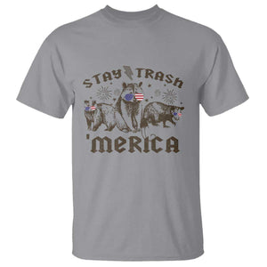 Funny Stay Trash Merica T Shirt 4th Of July Racoon Opossum Badger TS11 Sport Gray Print Your Wear