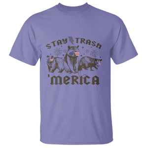 Funny Stay Trash Merica T Shirt 4th Of July Racoon Opossum Badger TS11 Violet Print Your Wear