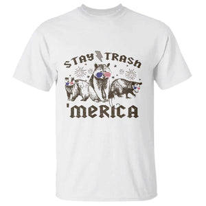 Funny Stay Trash Merica T Shirt 4th Of July Racoon Opossum Badger TS11 White Print Your Wear