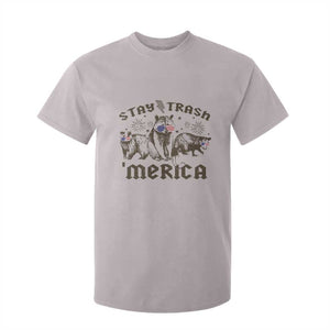 Funny Stay Trash Merica T Shirt For Kid 4th Of July Racoon Opossum Badger TS11 Ice Gray Print Your Wear