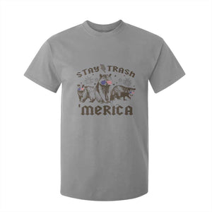Funny Stay Trash Merica T Shirt For Kid 4th Of July Racoon Opossum Badger TS11 Sport Gray Print Your Wear