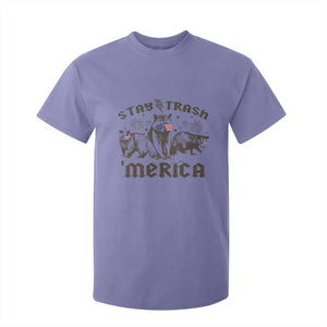 Funny Stay Trash Merica T Shirt For Kid 4th Of July Racoon Opossum Badger TS11 Violet Print Your Wear