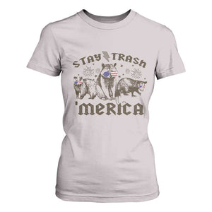 Funny Stay Trash Merica T Shirt For Women 4th Of July Racoon Opossum Badger TS11 Ice Gray Print Your Wear