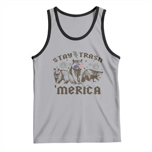 Funny Stay Trash Merica Tank Top 4th Of July Racoon Opossum Badger TS11 Athletic Heather Black Print Your Wear