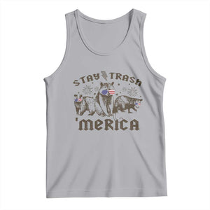 Funny Stay Trash Merica Tank Top 4th Of July Racoon Opossum Badger TS11 Athletic Heather Print Your Wear