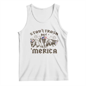 Funny Stay Trash Merica Tank Top 4th Of July Racoon Opossum Badger TS11 White Print Your Wear