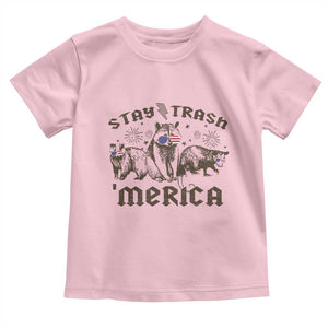 Funny Stay Trash Merica Toddler T Shirt 4th Of July Racoon Opossum Badger TS11 Light Pink Print Your Wear