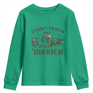 Funny Stay Trash Merica Youth Sweatshirt 4th Of July Racoon Opossum Badger TS11 Irish Green Print Your Wear