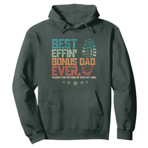 Funny Step Dad Hoodie Best Effin Bonus Dad Ever Retro TS10 Dark Forest Green Print Your Wear
