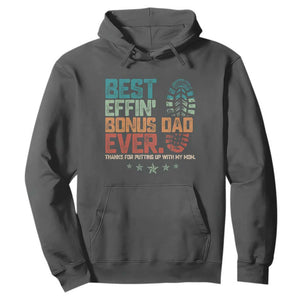 Funny Step Dad Hoodie Best Effin Bonus Dad Ever Retro TS10 Dark Heather Print Your Wear