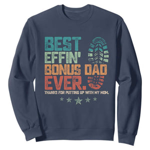 Funny Step Dad Sweatshirt Best Effin Bonus Dad Ever Retro TS10 Navy Print Your Wear