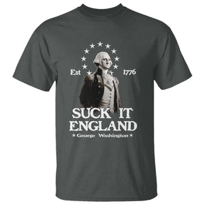 Funny Suck It England T Shirt 4th of July 1776 George Washington TS11 Dark Heather Print Your Wear