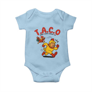 Funny TACO Running Chicken Baby Onesie Trump Always Chickens Out Hilarious Political TS02 Light Blue Print Your Wear