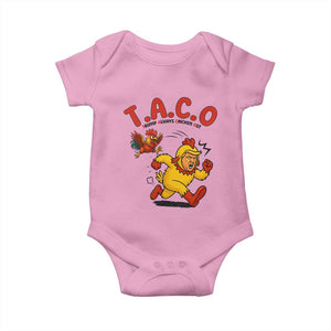 Funny TACO Running Chicken Baby Onesie Trump Always Chickens Out Hilarious Political TS02 Light Pink Print Your Wear