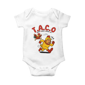 Funny TACO Running Chicken Baby Onesie Trump Always Chickens Out Hilarious Political TS02 White Print Your Wear