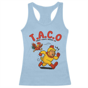 Funny TACO Running Chicken Racerback Tank Top Trump Always Chickens Out Hilarious Political TS02 Light Blue Print Your Wear