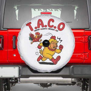 Funny TACO Running Chicken Spare Tire Cover Trump Always Chickens Out Hilarious Political TS02 White Print Your Wear