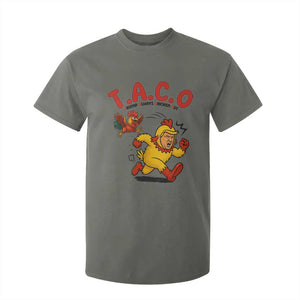 Funny TACO Running Chicken T Shirt For Kid Trump Always Chickens Out Hilarious Political TS02 Military Green Print Your Wear