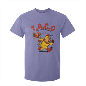 Funny TACO Running Chicken T Shirt For Kid Trump Always Chickens Out Hilarious Political TS02 Violet Print Your Wear