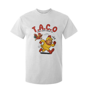 Funny TACO Running Chicken T Shirt For Kid Trump Always Chickens Out Hilarious Political TS02 White Print Your Wear