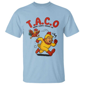 Funny TACO Running Chicken T Shirt Trump Always Chickens Out Hilarious Political TS02 Light Blue Print Your Wear