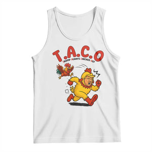 Funny TACO Running Chicken Tank Top Trump Always Chickens Out Hilarious Political TS02 White Print Your Wear