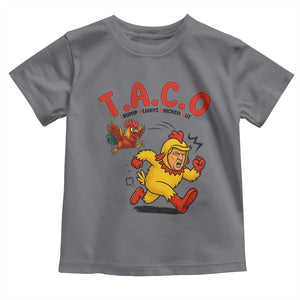 Funny TACO Running Chicken Toddler T Shirt Trump Always Chickens Out Hilarious Political TS02 Charcoal Print Your Wear