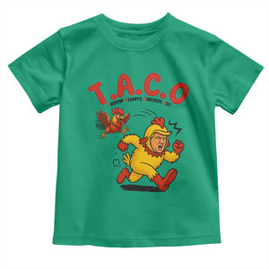 Funny TACO Running Chicken Toddler T Shirt Trump Always Chickens Out Hilarious Political TS02 Irish Green Print Your Wear