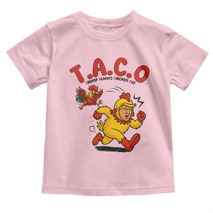 Funny TACO Running Chicken Toddler T Shirt Trump Always Chickens Out Hilarious Political TS02 Light Pink Print Your Wear