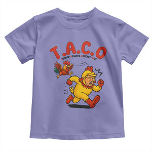 Funny TACO Running Chicken Toddler T Shirt Trump Always Chickens Out Hilarious Political TS02 Violet Print Your Wear