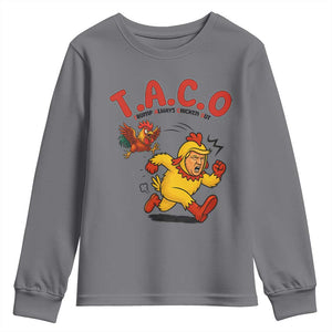 Funny TACO Running Chicken Youth Sweatshirt Trump Always Chickens Out Hilarious Political TS02 Charcoal Print Your Wear