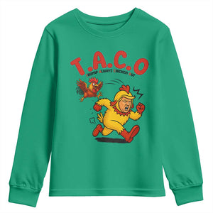 Funny TACO Running Chicken Youth Sweatshirt Trump Always Chickens Out Hilarious Political TS02 Irish Green Print Your Wear
