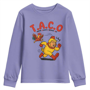 Funny TACO Running Chicken Youth Sweatshirt Trump Always Chickens Out Hilarious Political TS02 Violet Print Your Wear