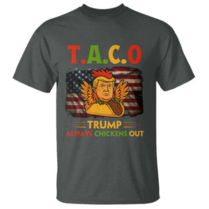 Funny TACO Trump Always Chickens Out T Shirt American Flag Political Parody TS02 Dark Heather Print Your Wear