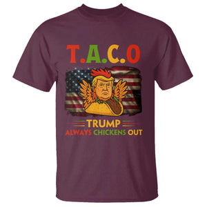 Funny TACO Trump Always Chickens Out T Shirt American Flag Political Parody TS02 Maroon Print Your Wear