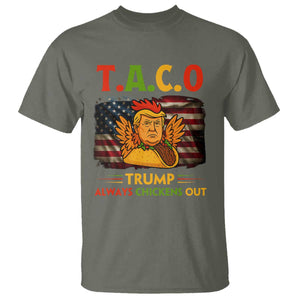 Funny TACO Trump Always Chickens Out T Shirt American Flag Political Parody TS02 Military Green Print Your Wear