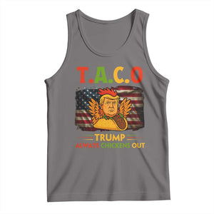 Funny TACO Trump Always Chickens Out Tank Top American Flag Political Parody TS02 Deep Heather Print Your Wear