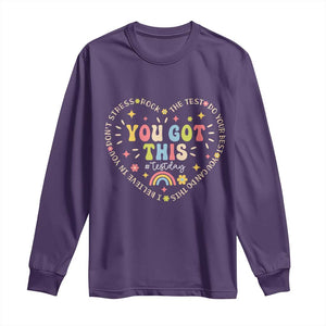 Funny Test Day You Got This Long Sleeve Shirt Testing Day Rock The Test Do Your Best Heart TS11 Purple Print Your Wear