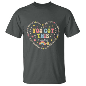 Funny Test Day You Got This T Shirt Testing Day Rock The Test Do Your Best Heart TS11 Dark Heather Print Your Wear