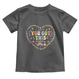 Funny Test Day You Got This Toddler T Shirt Testing Day Rock The Test Do Your Best Heart TS11 Dark Heather Print Your Wear