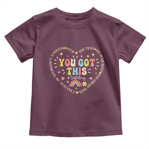 Funny Test Day You Got This Toddler T Shirt Testing Day Rock The Test Do Your Best Heart TS11 Maroon Print Your Wear