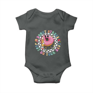 Funny Testing Day Teacher Baby Onesie Donut Stress Just Do Your Best TS11 Dark Heather Print Your Wear