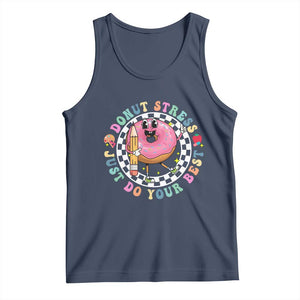 Funny Testing Day Teacher Tank Top Donut Stress Just Do Your Best TS11 Navy Print Your Wear