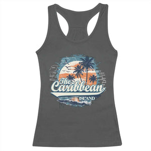 Funny The Caribbean Islands Racerback Tank Top Caribbean Sea Tour Summer Vacation TS11 Dark Heather Print Your Wear