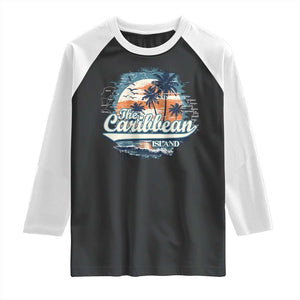 Funny The Caribbean Islands Raglan Shirt Caribbean Sea Tour Summer Vacation TS11 Black White Print Your Wear